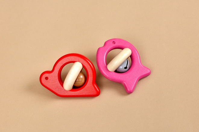 Ξύλινο παιχνίδι κουδουνίστρα σαλιγκάρι - Κόκκινο - 3