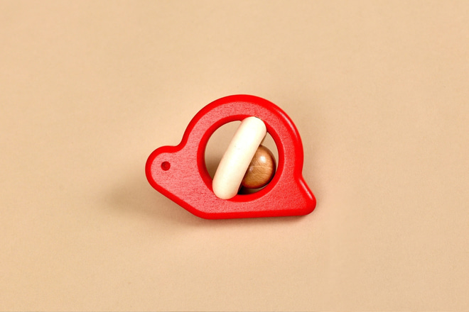 Wooden Snail Rattle Toy – Red - 1