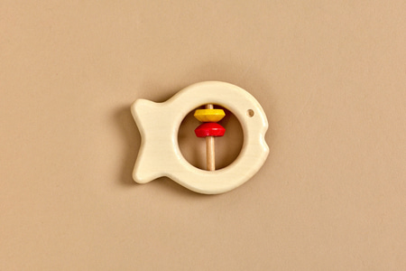 Wooden Fish Rattle Toy – Natural - 1