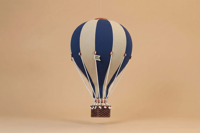 Balon na vroč zrak v mornarsko modri in bež barvi - 1