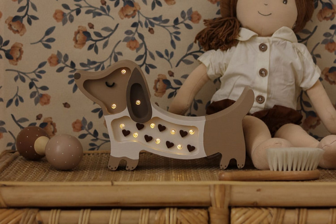 Mini Lampe LED Chien Teckel Coeurs Chocolat - Little Lights - 5