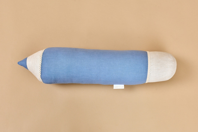Blue Linen Pencil Cushion - 1
