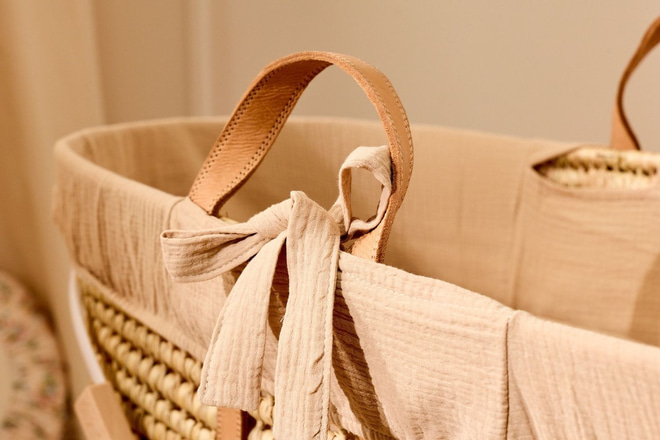 Paloma Moses Basket Fixed Complete Set - Leather Handle - 4