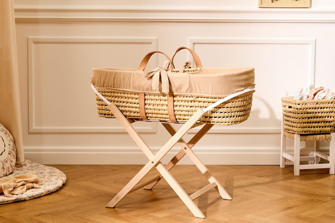 Paloma Moses Basket Fixed Complete Set - Leather Handle - 5