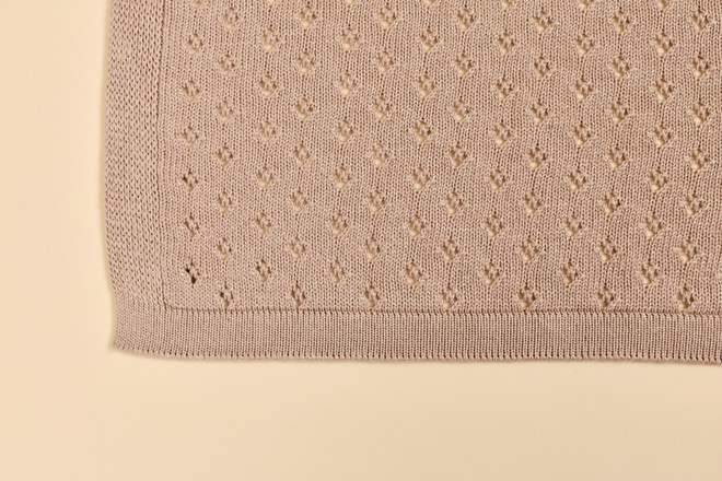 Πλεκτή κουβέρτα μπαμπού με διάτρητο σχέδιο - Cappuccino - 4