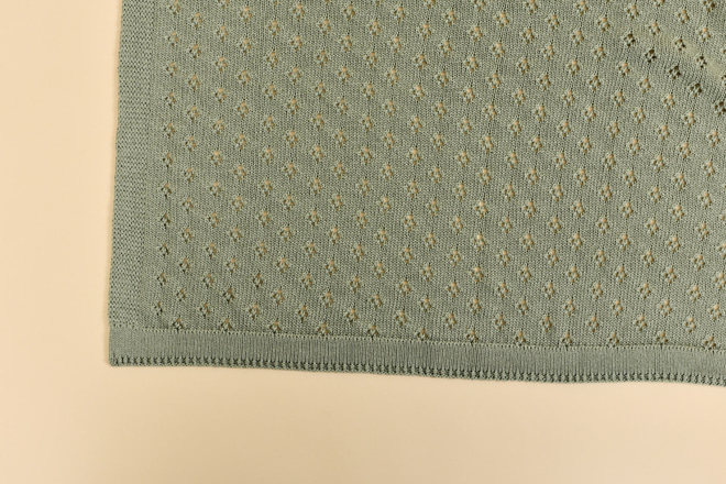 Openwork Bamboo Blanket - Sage Green - 3