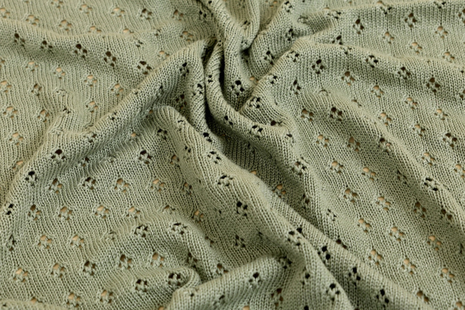 Πλεκτή κουβέρτα μπαμπού με διάτρητο σχέδιο - Φασκόμηλο - 5