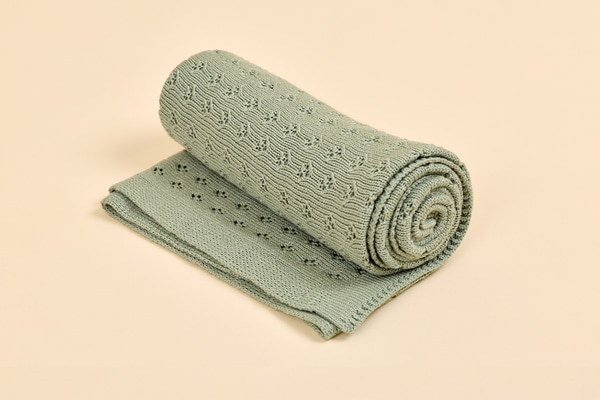 Cobertor de bambu com malha aberta - Verde sálvia - 1