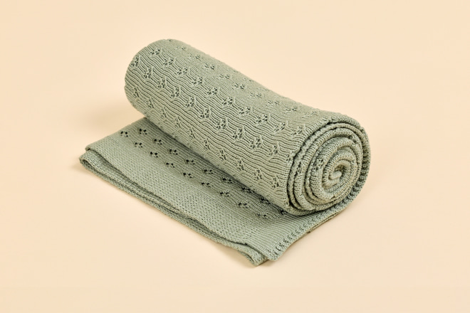 Cobertor de bambu com malha aberta - Verde sálvia - 1