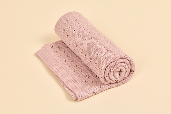 Openwork Bamboo Blanket - Pink - 1