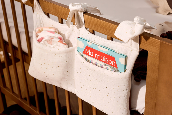 Bolsa de Almacenamiento Cama - Lunares blancos y dorados - 5