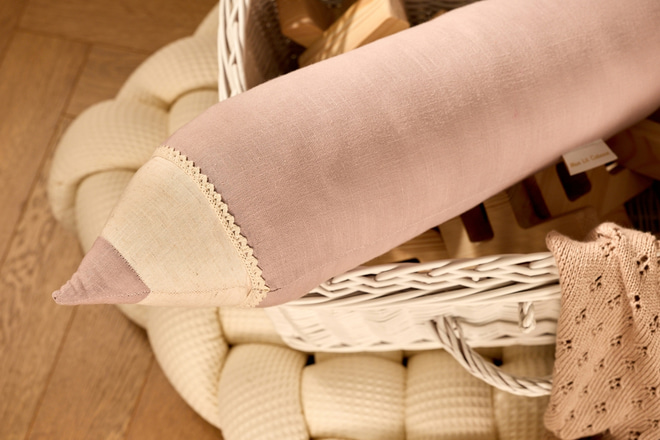 Pink Linen Pencil Cushion - 3