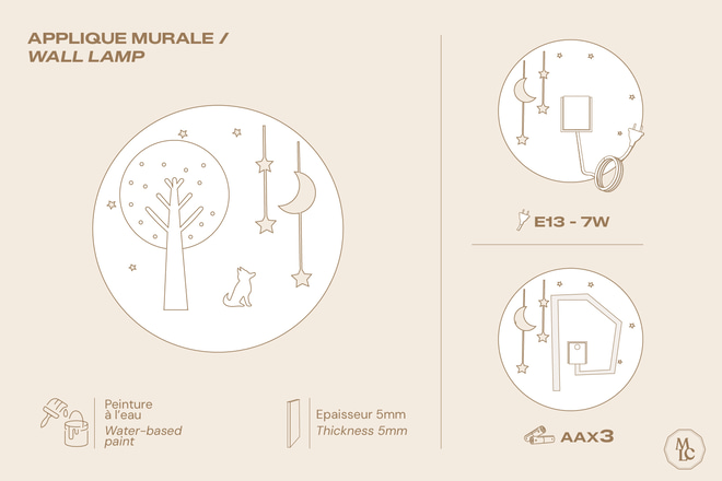 Starlight sienas lampa – dabīgā krāsā - 8
