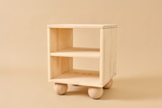 Noćni ormarić - prirodno drvo s kuglastim nogama - 1