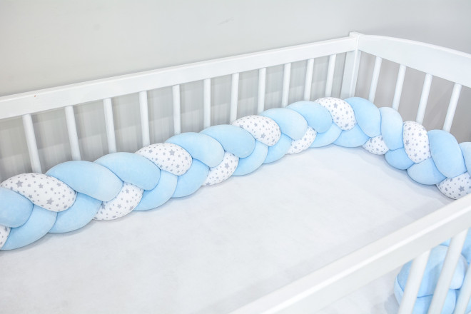 Starry Blue Bed Bumper - 3 Ropes