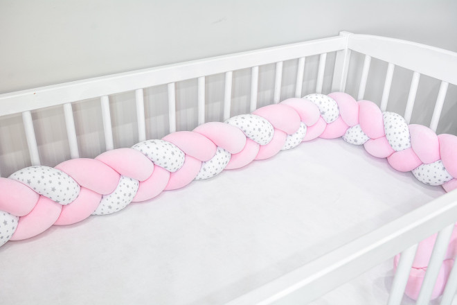 Starry Pink Bed Bumper - 3 Ropes 
