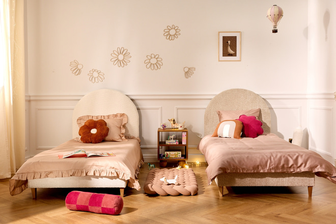 Bouclé Bogenbett 90X190 cm - Sandshell - 2