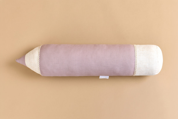Coussin Crayon en Lin - Rose - 1