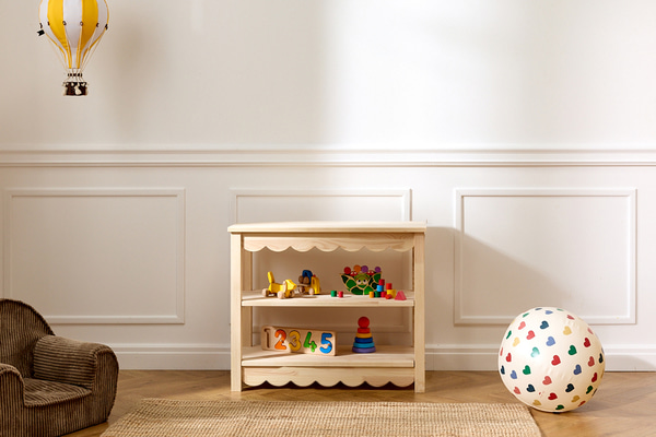 Polica z valovitim robom Faro L - naravna barva - 1