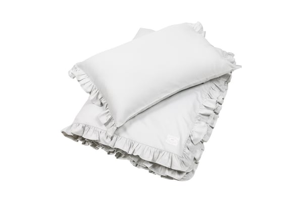 Housse de Couette Gris Clair avec Volants 100x135