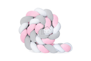 Contorno de Cama 3 cordas - rosa claro, cinzento e branco