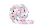 Contorno de Cama 3 cordas -  rosa claro, cinzento e branco