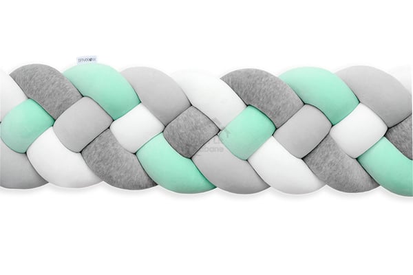 Contorno de Cama 4 cordas - Cinzento escuro, Menta e Branco