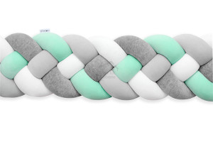 Grey and Mint Bed Bumper - 4 Ropes