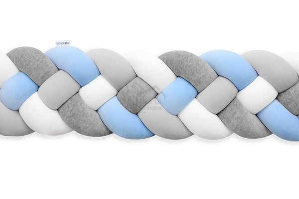 Grey and Blue Bed Bumper - 4 Ropes