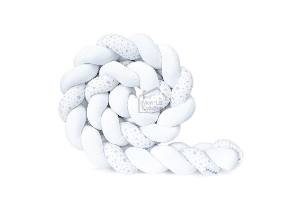 White with Stars Bed Bumper - 3 Ropes