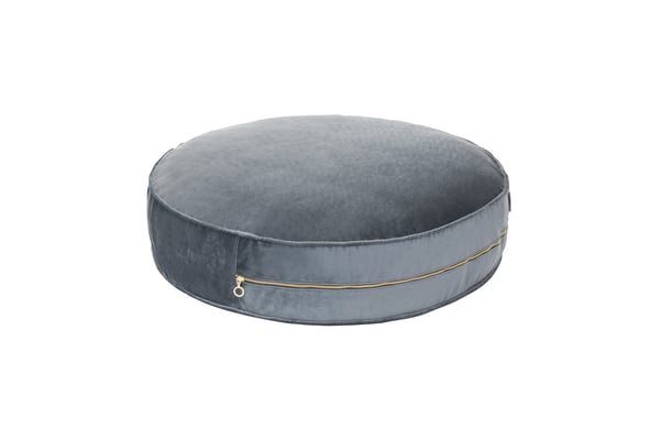 Pouf en Velours Gris Foncé