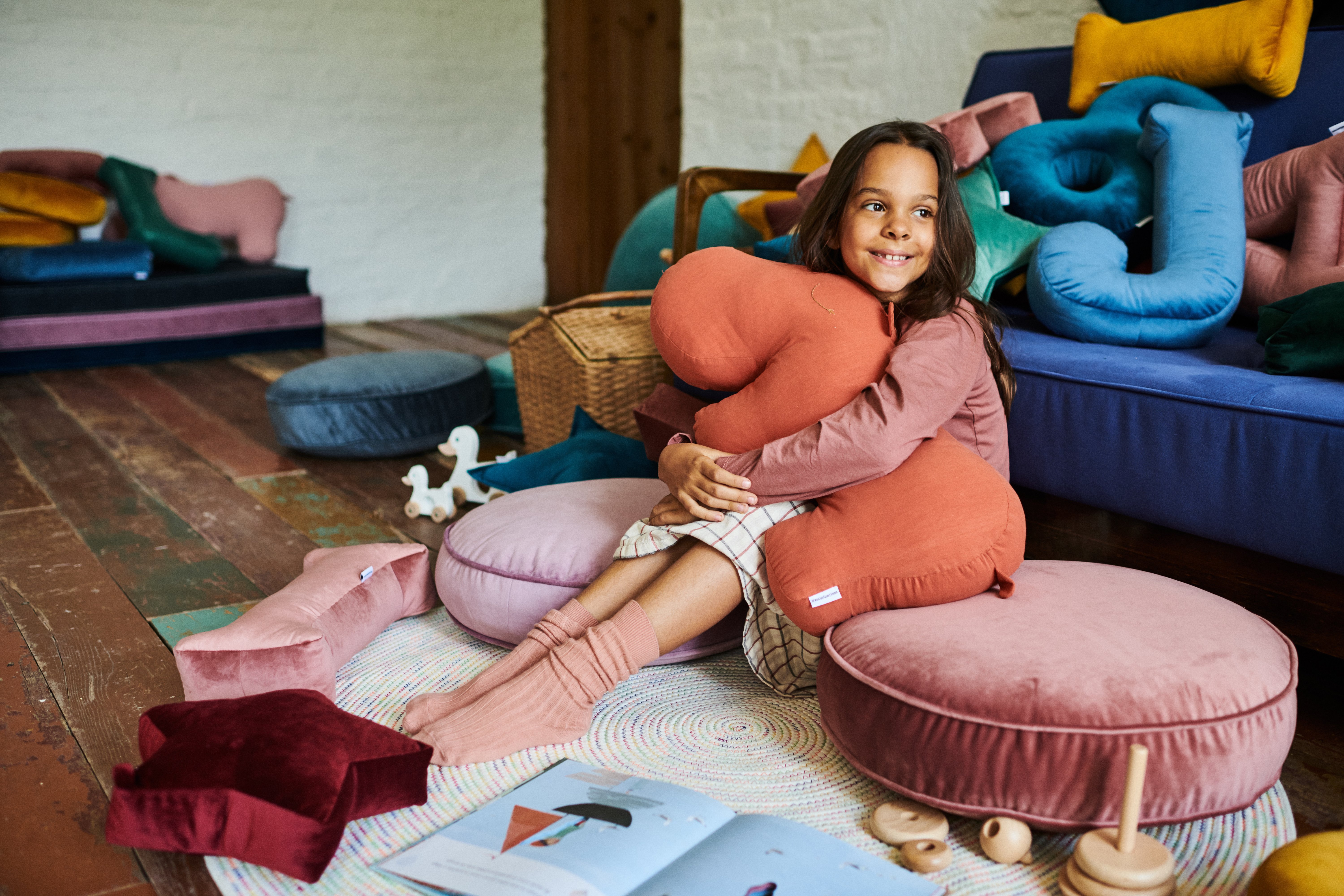 Pouf en Velours Vieux Rose