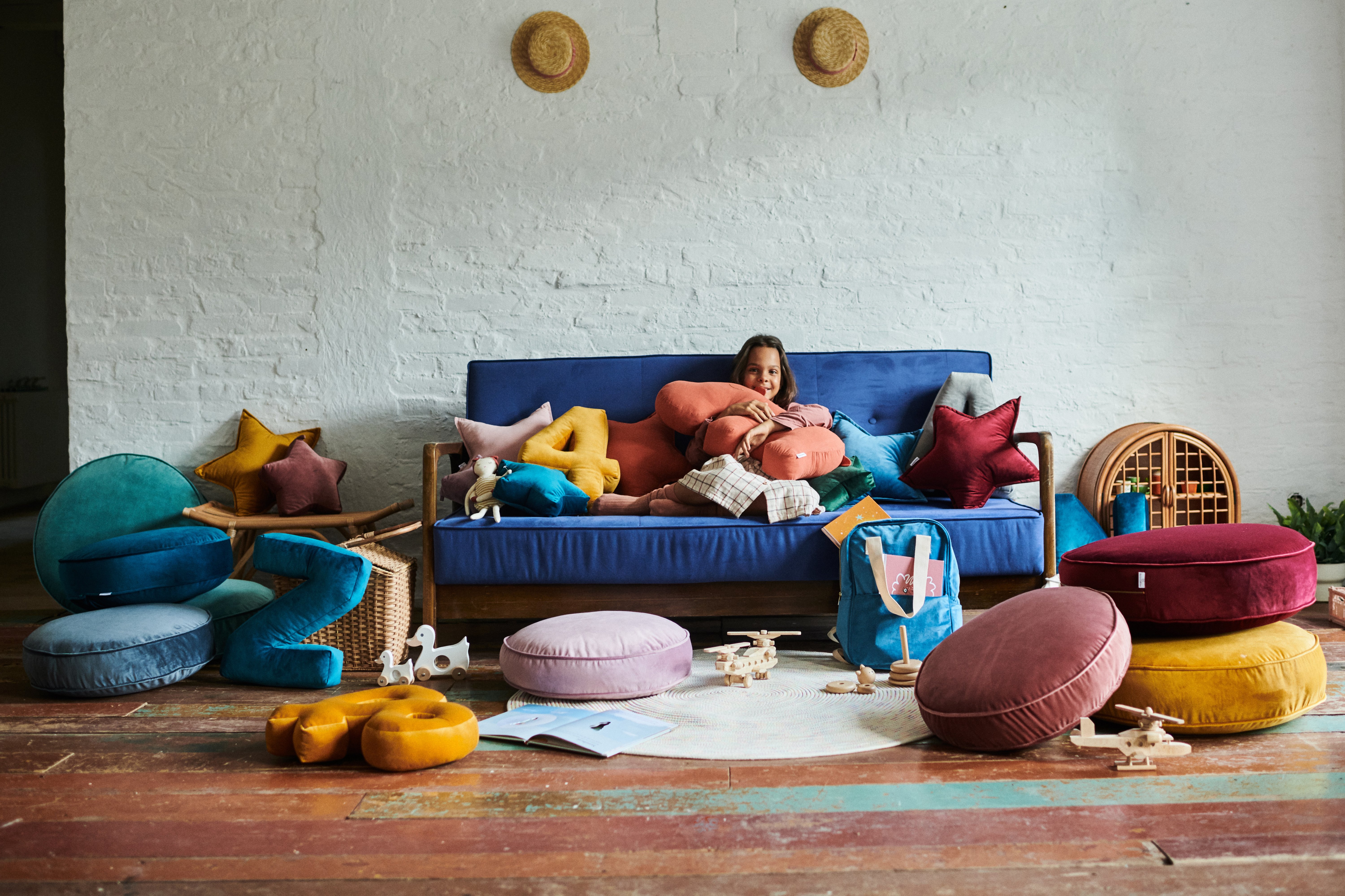 Pouf en Velours Vieux Rose