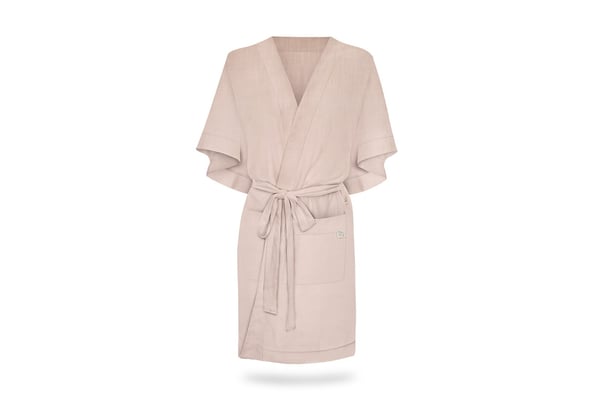 Kimono da casa in Lino misto Rosa Cipria