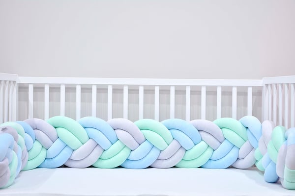 Contorno de Cama trançado SLIM menta, azul, cinzento