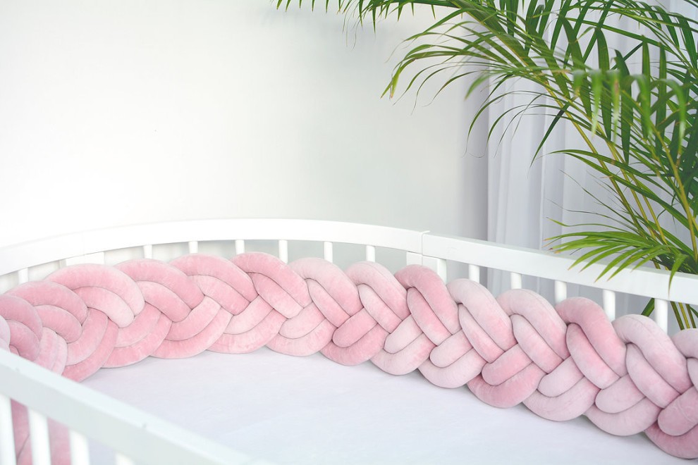 Tour de lit tressé rose - Tour de lit bébé