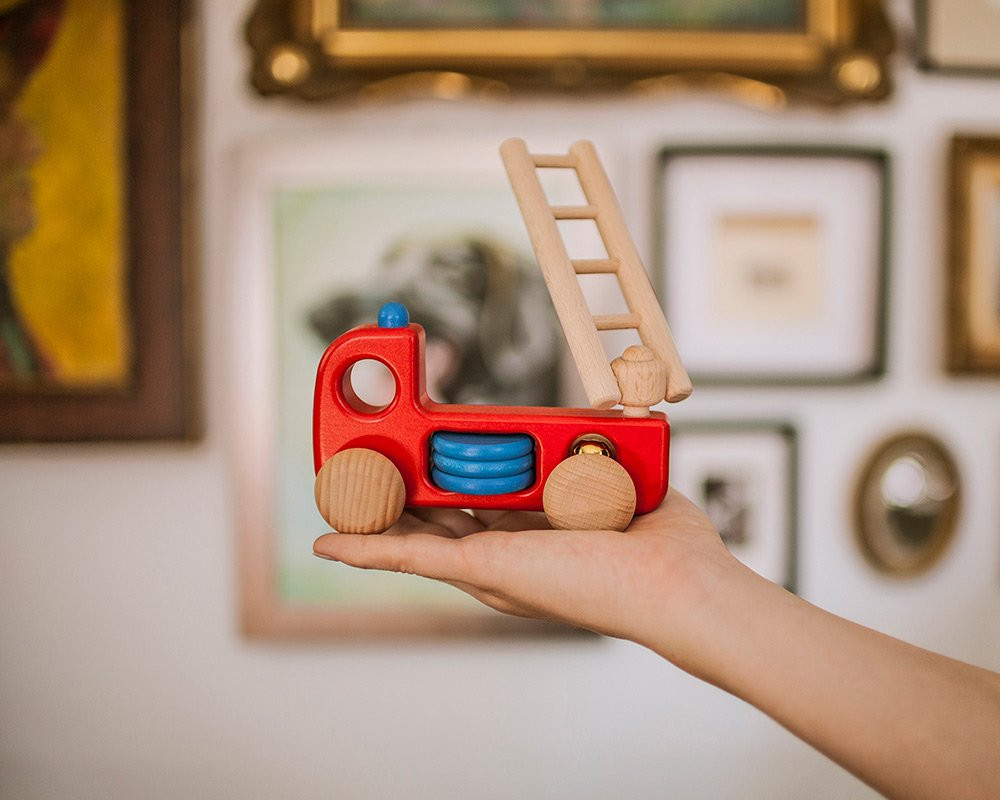 Jouet En Bois - Camion de Pompier