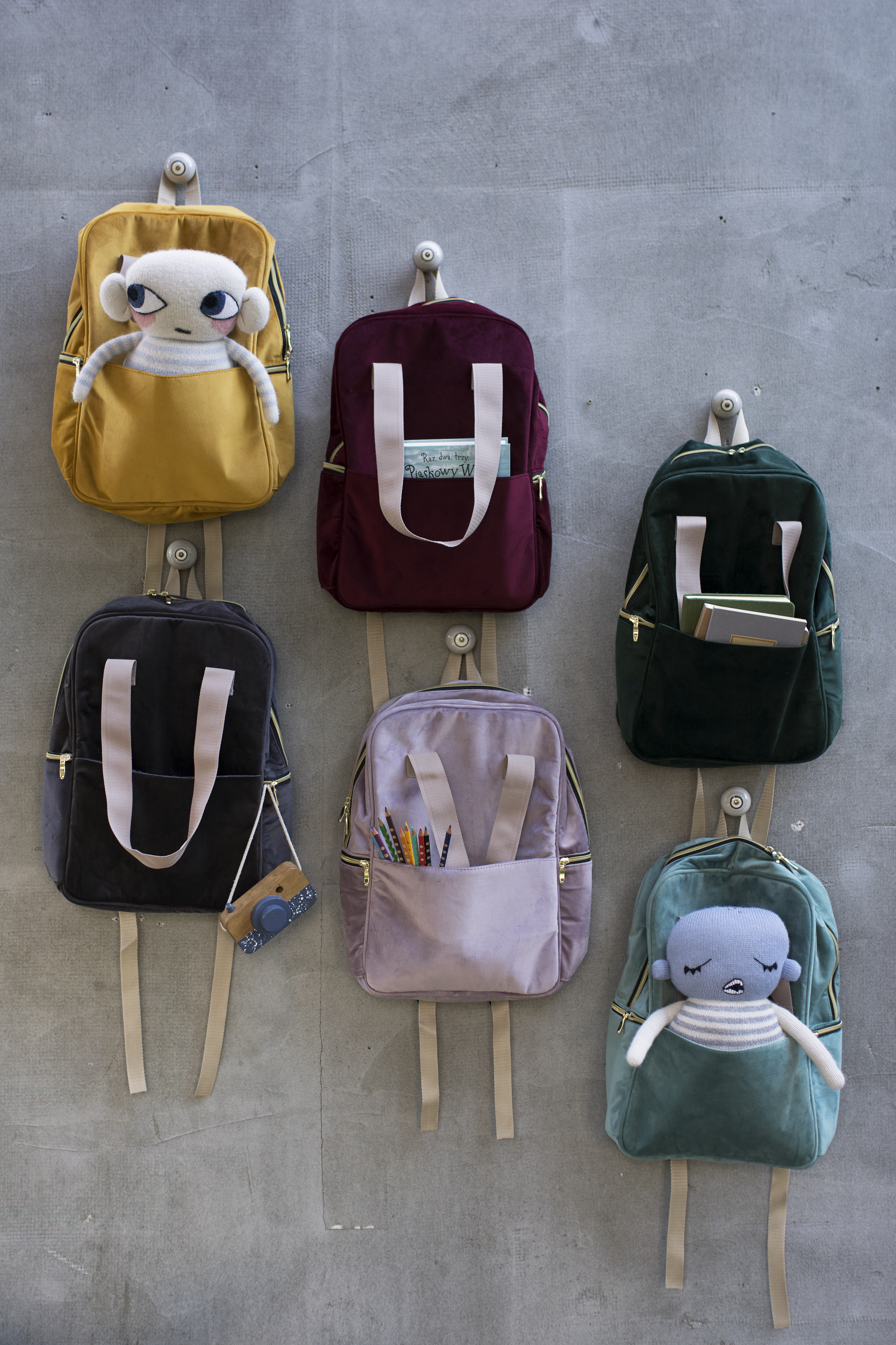 Rucksack Samt Grau