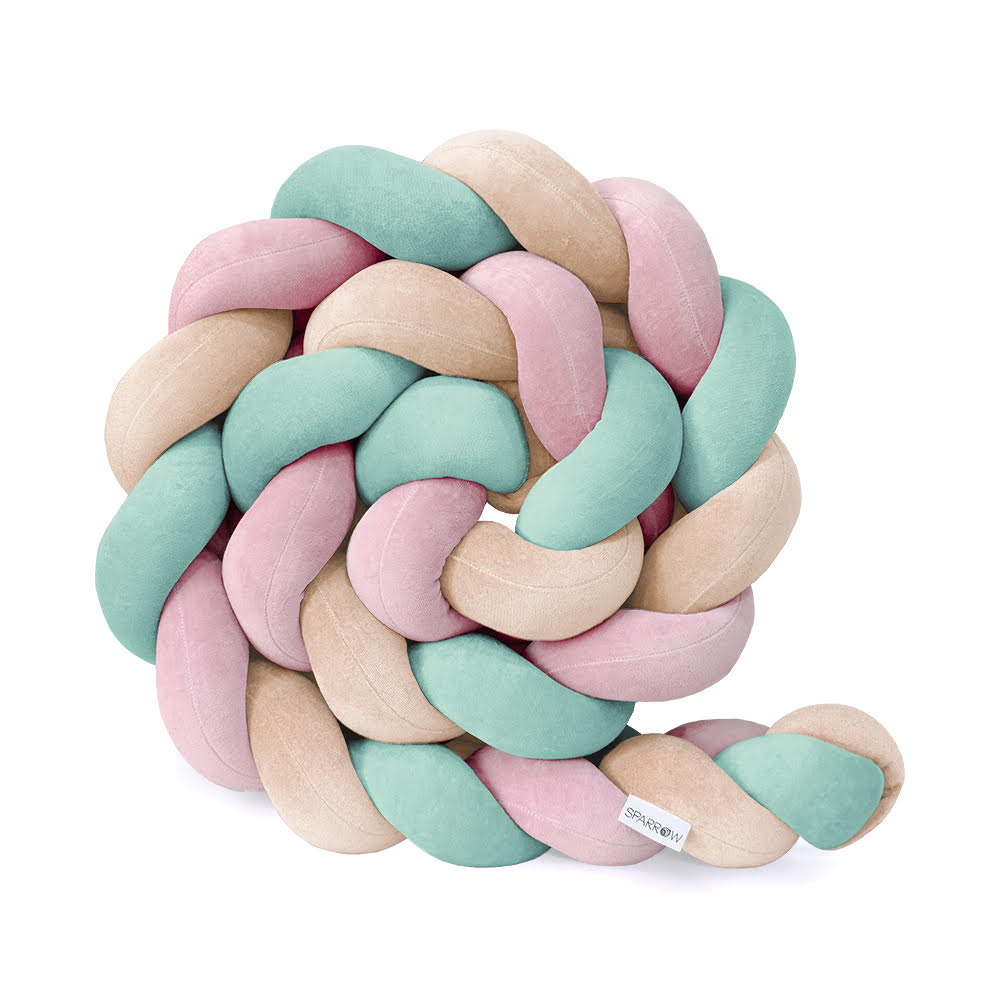 Sea-Green & Vintage Pink Bed Bumper - 3 Ropes