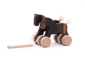 Jumping Horses Wooden Toy - Black