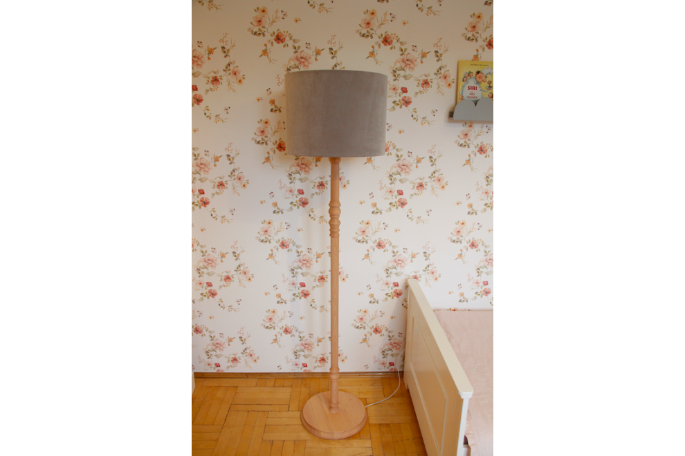 grey velvet floor lamp