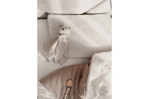 Double Sided 75x100 Duvet & Pillow Set - White & Sepia Rose Linen 