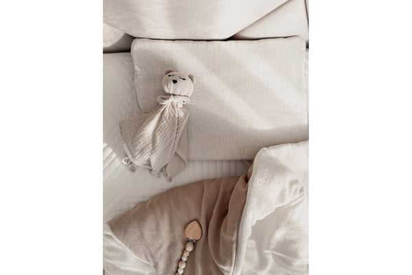Set coperta e cuscino double face 75x100 - Lino White & Seppia Rose