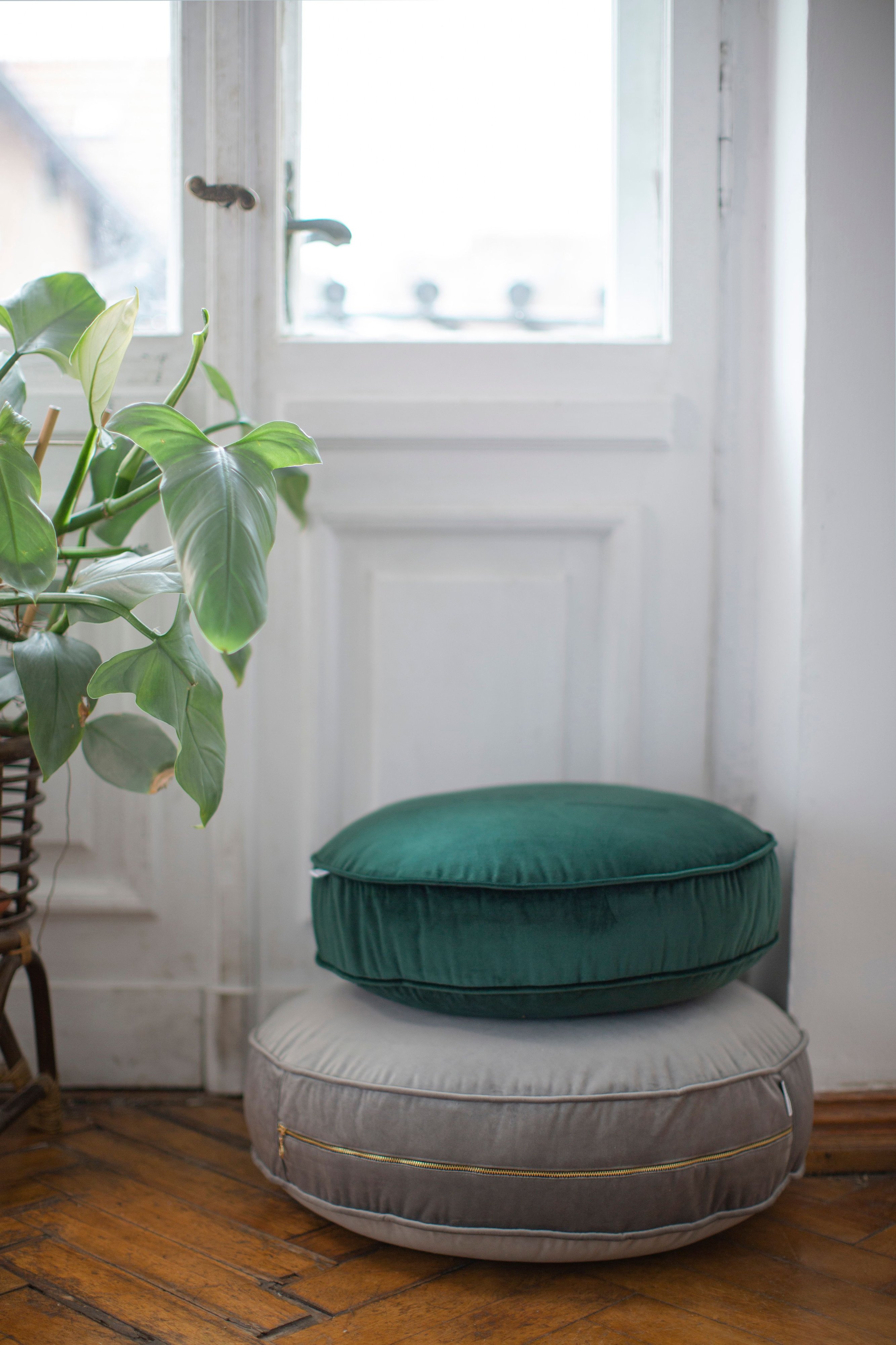 Velvet Dark Grey Pouffe