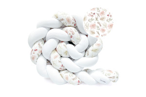 Tour de lit tressé 3 Épis - Boho Blanc avec les fleurs