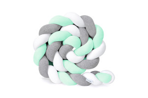 Contorno de Cama 3 cordas - Cinzento claro, branco e verde