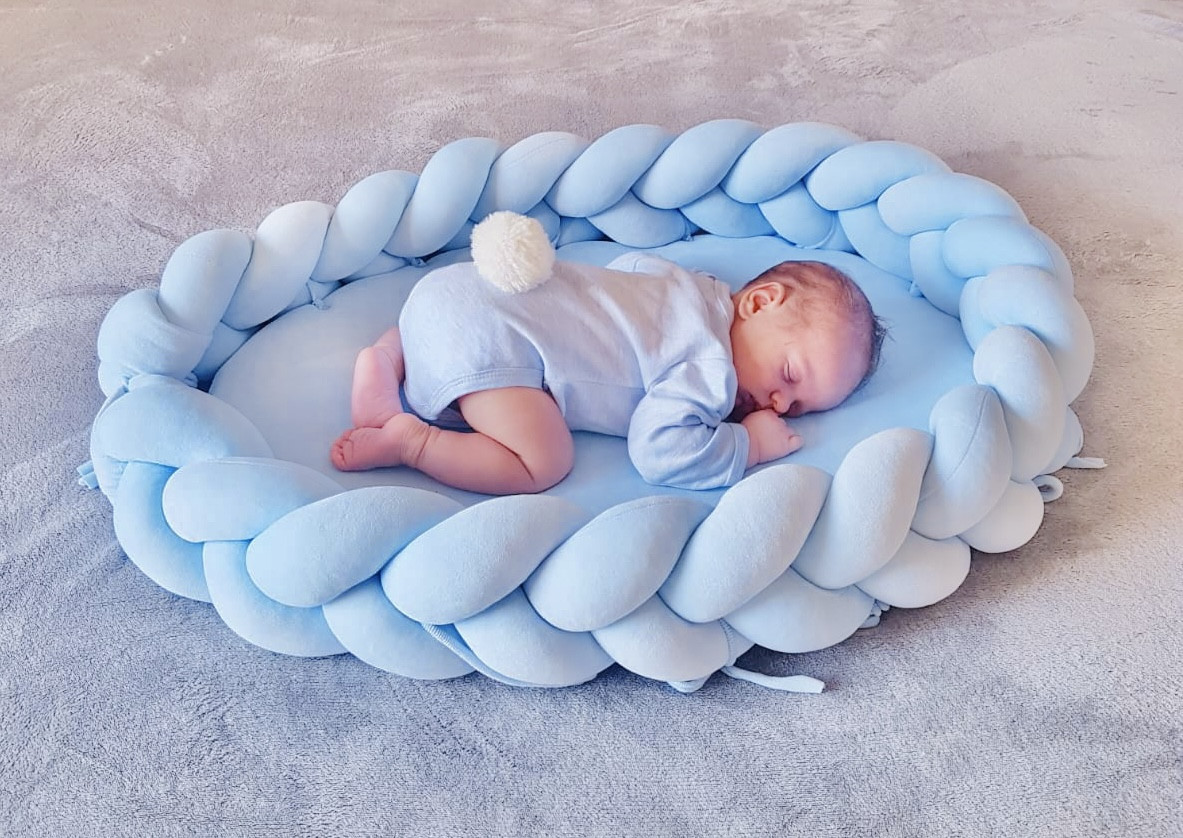 Cocoon-Babynestchen Geflochten Petrol Blau