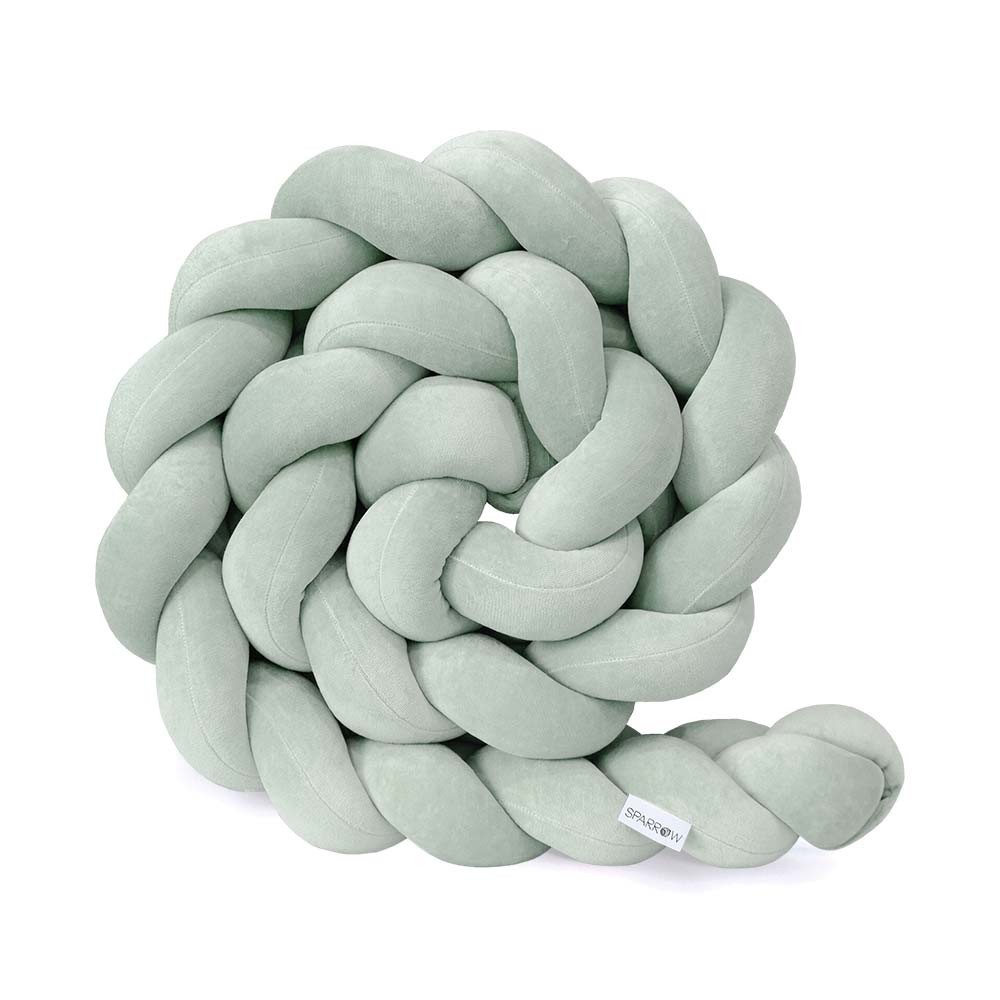 Almond, Pink & Light Grey Bed Bumper - 3 Ropes