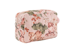 Coral Tulips Quilted Toiletry Bag