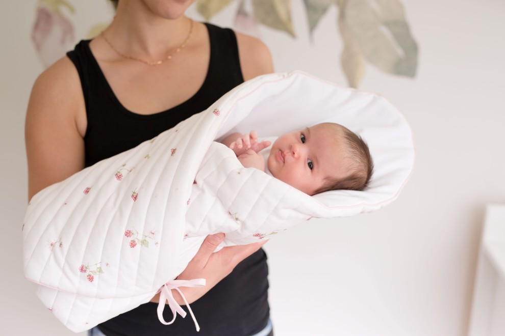 Raspberries Quilted Swaddle